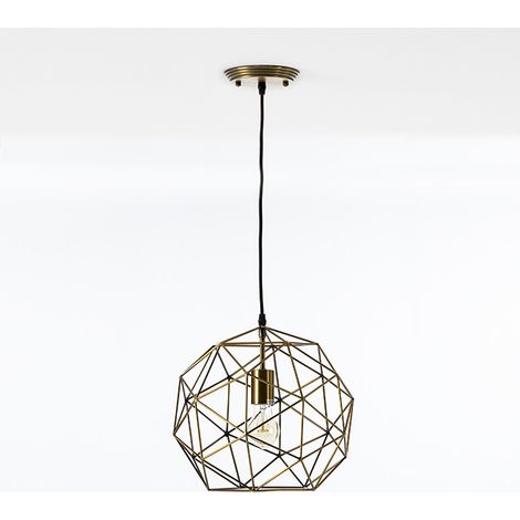 Plafonnier 32x32x30 Métal Doré avec Ampoule (1/2)
