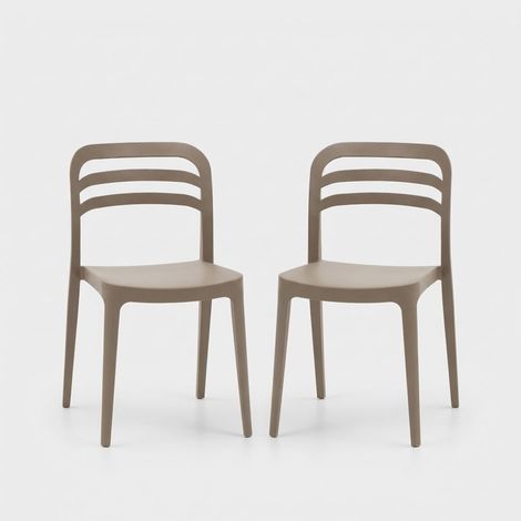2er Set stapelbare Stühle für Innen und Außen Cannes - Taubengrau (1/5)