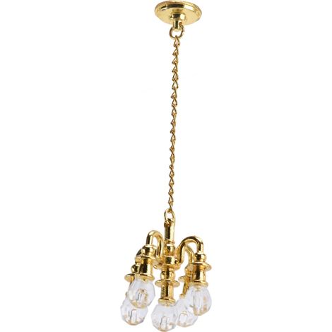 Lampe miniature pour maison de poupée, aspect réaliste et lumineux, petite lampe antirouille, mobilier miniature pour maison de poupée, cadeau ou décoration, couleur or. (1/5)
