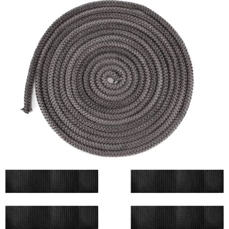 Cordon d'étanchéité, joint de remplacement pour porte de cheminée et de poêle, fibre de verre, gris foncé, 9 mm x 3 m (1/5)