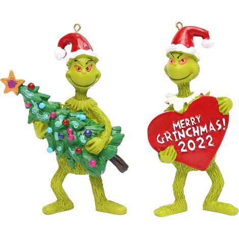 Décoration de sapin de Noël, peluche Grinch, monstre vert, cadeau de Noël, style à câliner, taille unique. (1/5)