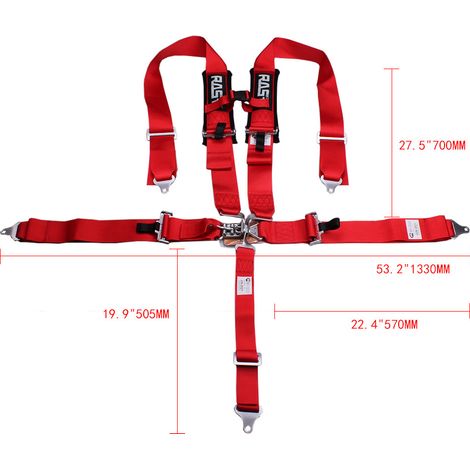 RASTP Car Modification 2-inch Four-Point Go-Kart Racing Seat Belt Quick-Release Seat Safety Belt Set - High Strength Polyester, Four-Point - BAG038 (3-inch Five-Point) (1/4)