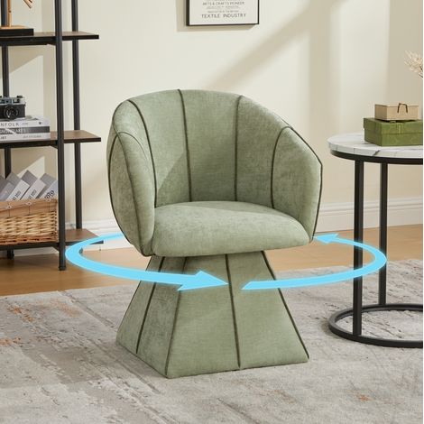 Poltrona girevole 56x54x74.5 cm oliva in chenille con schienale alto ergonomico (1/5)