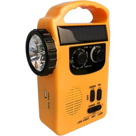 Filiyano – lampe LED – Batterie externe de secours extérieure avec dynamo solaire à manivelle, radio AM/FM et lampe LED (1/5)