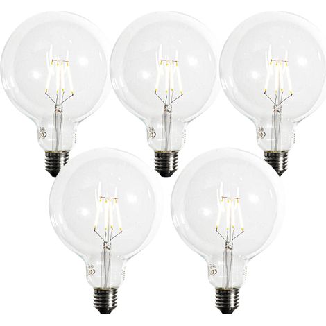 LUEDD Set di 5 Lampadina LED E27 dimmerabile a filamento spirale G125 5W 450lm 2200K