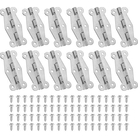 12 Pcs Petites Charnières Mini de Boîte Vintage 49mm Argenté (1/5)