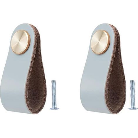 Set mit 2 Ledergriffen für Möbel, Schranktüren, Schubladen und Vintage-Möbel für Kleiderschränke, Kommoden, Küche und Badezimmer (1/4)