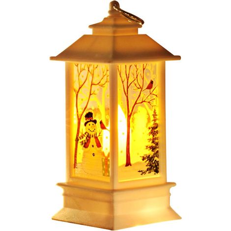 Petite lanterne de Noël, lampe de bureau, décoration de table festive pour la maison ou le bar, 5,3 x 5,3 x 11 cm, pour tables, extérieur, intérieur, fêtes, portable, en PVC (1/3)