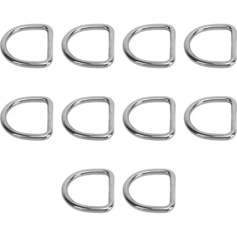 Set mit 10 geschweißten, halbkreisförmigen D-Ringen aus Edelstahl 316 für Surfbretter und Kajaks. Durchmesser: 8 mm (50 x 47 x 8 mm). (1/5)