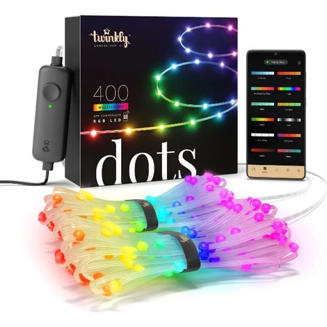 Twinkly 400 Dots luci LED Multicolore Intelligenti 20 metri - Cavo Trasparente