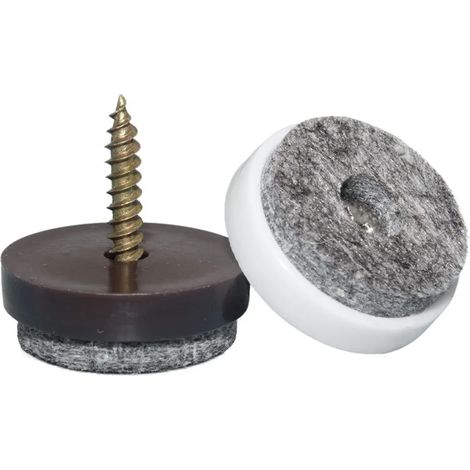 Stuhl Filzgleiter Schrauben – 20er Set  rund, Ø 20mm grau  Stuhlgleiter & Metalleinfassung  Filzgleiter mit Schraube  Premium Bodenschoner für Stühle und Möbel