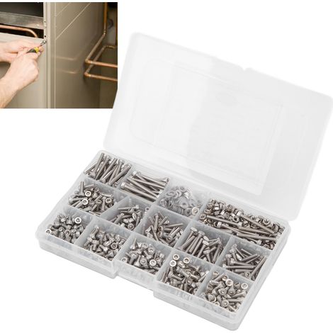 Kit de 1110 pièces comprenant écrous et rondelles hexagonaux en acier inoxydable M3 304, boulons, vis, écrous et rondelles. (1/5)