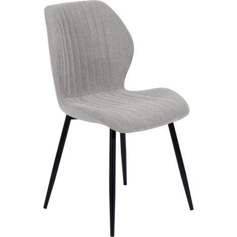 Dimo Sedia Jole in Tessuto Grigio con Gambe in Metallo Nero – Sedia Design Moderna (1/2)
