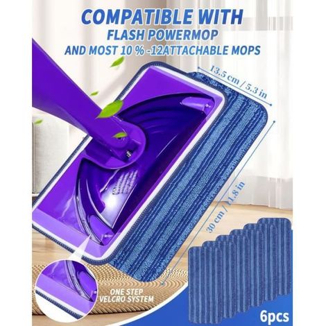 3PCS Lingettes Reutilisable pour Swiffer WetJet Wood, Serpillières en Microfibre Remplacement, Chiffon Rechange -bleu (1/4)