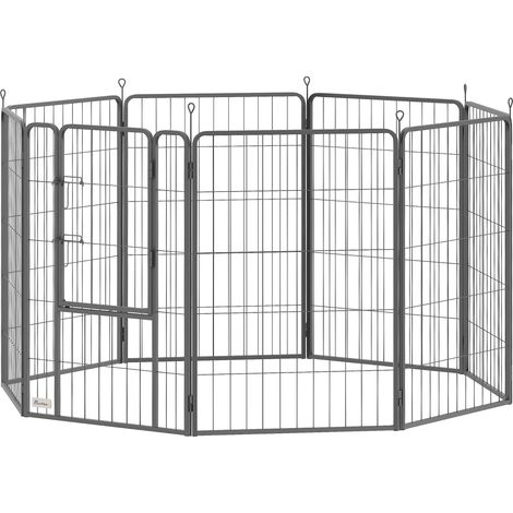 Eight-Panel Dog Playpen  Door, for Large Dogs, Indoors, Outdoors, 100cm Tall, Black (1/5)