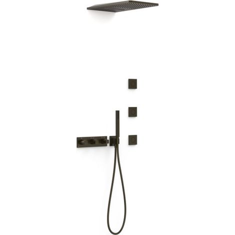 Kit douche robinet thermostatique encastré à 4 voies B‑system Noir Bronze - TRES 30725405KMB