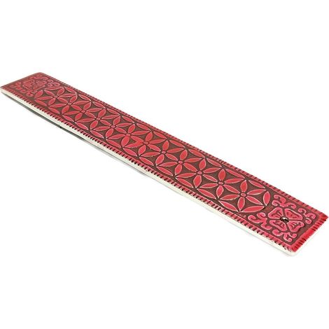 Portaincienso de latón rojo Flor de la Vida en relieve 24 cm (1/5)