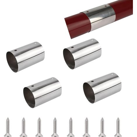 Filiyano-Ensemble de 4 raccords ronds pour tuyaux de garde-corps en acier inoxydable 201, de diamètre intérieur 45 mm (1/5)