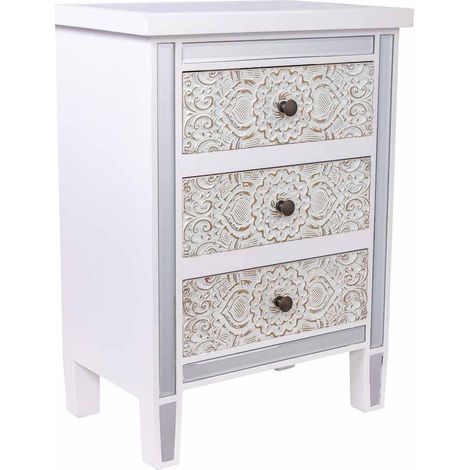 Mesita de madera y cristal de 3 cajones 48x30x66 (1/5)