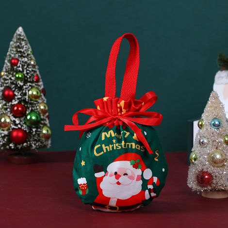 Sacs cadeaux de Noël avec cordon de serrage, lot de 6, 3 modèles, sacs pour emballer les friandises de Noël, sacs cadeaux pour les fêtes de Noël, sacs à bonbons avec nœuds (1/5)