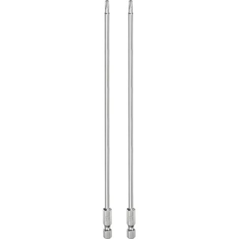 2Pcs T15 Embout Tournevis Torx 1/4" Hex Shank Longueur 8" (200mm) (1/5)