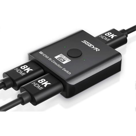 Commutateur HDMI 2.1 8K, 2 entrées, 1 sortie, répartiteur bidirectionnel, Ultra HD 48 Gbit/s, compatible avec Roku. (1/5)