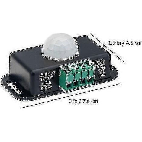 Lot de 2 capteurs infrarouges 12-24 V, détecteurs de mouvement PIR, minuterie et interrupteur lumineux (1/5)