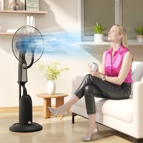 Ventilateur nébuliseur 3 vitesses oscillation 75° nébulisation réglable, noir