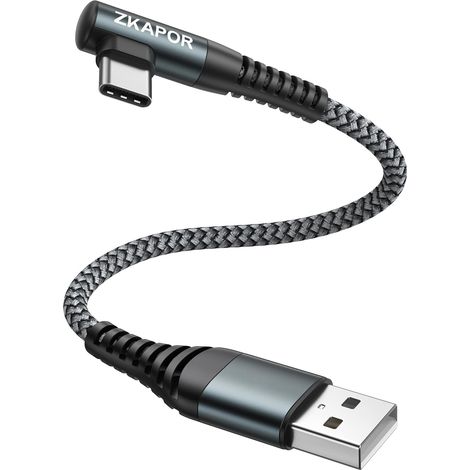 Câble USB C Court 30CM, 90 Degrés Câble Type C Coudé Chargeur Rapide (1/5)