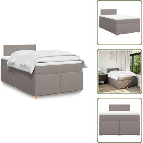 Sommier à lattes de lit avec matelas taupe 120x190 cm tissu - Sommier À Lattes De Lit - Sommiers À Lattes De Lit - Lit - Meuble De Chambre À Coucher (1/5)