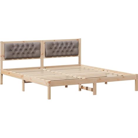 Lit double Lit adulte Cadre de lit avec tête de lit Taupe 160 x 200 cm Pin massif (1/5)