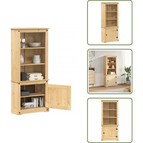 Buffet haut Corona 74x38x170 cm bois de pin massif - Buffet - Armoire - Meuble De Rangement - Meuble De Salon - Bois Massif (1/5)