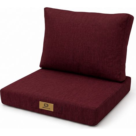 Ensemble Coussins Fauteuil 60x60 Prune - Effet Lin & Déhoussable (Assise + Dossier) (1/5)