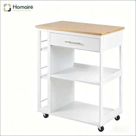 Weißer Küchenwagen aus weißem Holz 73 x 38 x 88 cm HOMAIRE (1/5)