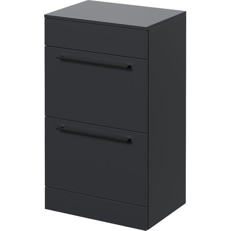 Napoli 390 Gloss Grey 500mm 2 Drawer Vanity Unit for Countertop Basins - 500mm - Matt Black 320mm Handle