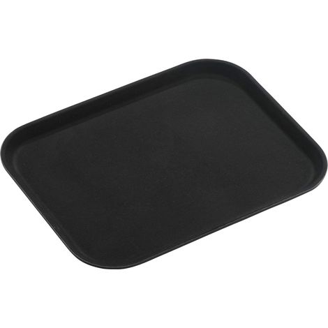 Plateau alimentaire antidérapant en caoutchouc super plastique, rectangulaire, 35 x 25 cm, noir (1/3)