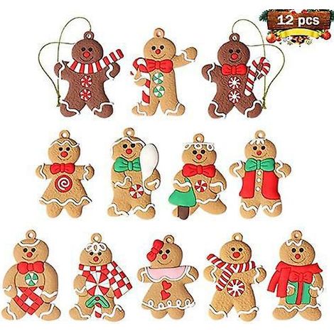 lot De 15 Dcorations De Sapin En Pain D'pice Pour Les Ftes De Nol, Figurines De Nol  Suspendre Avec Corde Pour Les Ftes Festives
