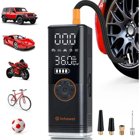 Y11 Car Tyre Inflator for SUV, Car, Motorcycle, Bike, Ball  Portable Air Compressor, 150PSI, with Digital LCD Display, 20000 mAh Electric Bicycle Pump (1/5)