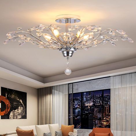 Vintage Lustres en cristal clair Éclairage de plafond, éclairage suspendu Luminaire encastré pour salon Salle à manger Restaurant Porche couloir Argent lumières (1/5)