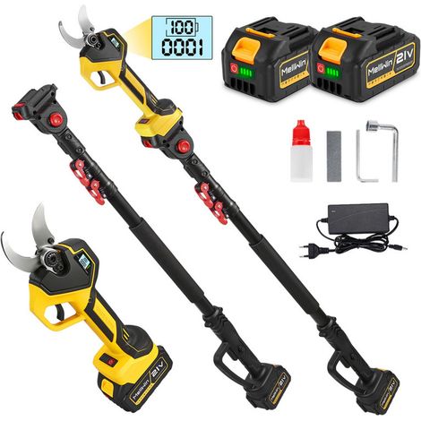 Sécateur électrique sur perche,2 vitesse,40mm secateur a batterie,1.8m Perche Télescopique,2x4.0Ah Batteries pour la Taille, Le Jardinage, Les Arbres fruitiers et Le vignoble (1/5)