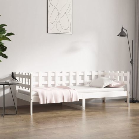 Tagesbett ohne Matratze Weiß 90x190 cm Massivholz Kiefer
