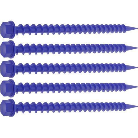 CCYKXA 5-Piece Set of Heavy-Duty Blue Plastic Tent Pegs for Camping, Ground Anchoring, Reusable, Windproof for Tents and Tarps