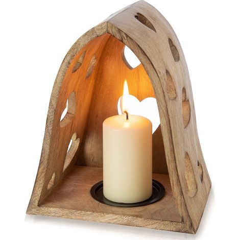 Mango Wood Heart Candle Holder - 21x14.5x23.5 cm (1/5)