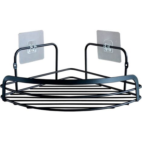 Panier de Douche Angle Adhésif "Filaire Premium" 29cm Noir (1/4)