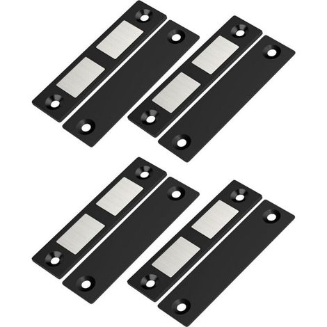 Confezione da 4 chiusure magnetiche ultra sottili per ante di armadi, magneti neri per cassetti, doppia chiusura magnetica per mobili, armadi, credenze, ante di armadi (1/4)