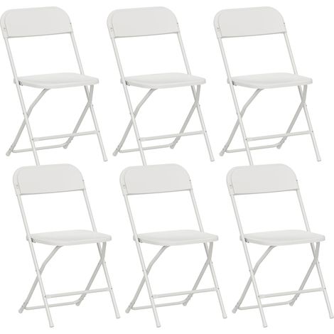 6-teiliges Klappstuhlset, weiß, Stahlrahmen, Abflusslöcher