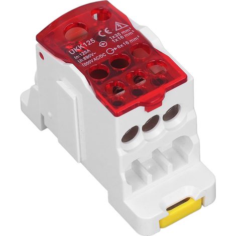 UKK125 C45 Boîte de jonction unipolaire de type rail DIN, répartiteur modulaire, 690 V 125 A, rouge. (1/5)