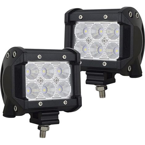 4 Pouces 10.2 cm 18W Barre Lumineuse de Conduite de Travail Flood LED inondation Combo Faisceau CC 12V-24V 6000K Offroad Véhicules 4x4 ATV UTVS (1/5)