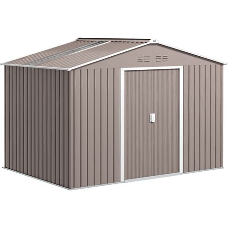 Caseta de jardín de acero galvanizado 4,9 m² 277x195x192 cm gris claro (1/5)