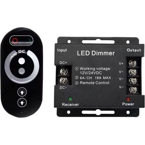 Variateur tactile sans fil LED 12 V - 12 V CC avec télécommande pour toutes les lampes LED à intensité variable CC - Variateur tactile sans fil 18 A (1/4)